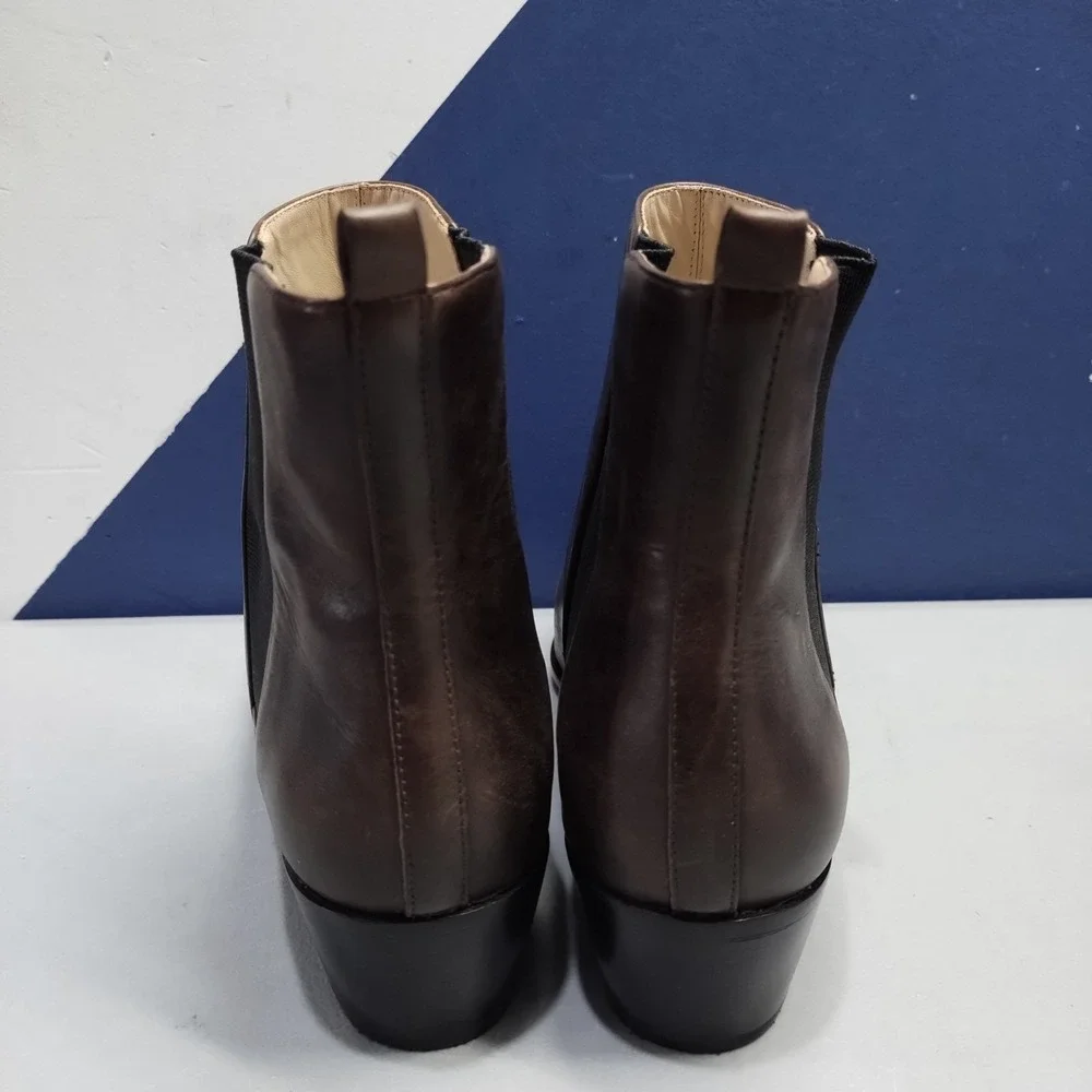 Michael Kors Chelsea Boots Womens Size 9M Brown Black Leather Almond Toe Slip On